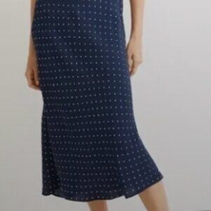 Madewell Midi Skirt Navy White Polka Dot Size 10 Large So Cute!